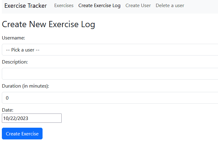 screenshot of the Exerciser user interface