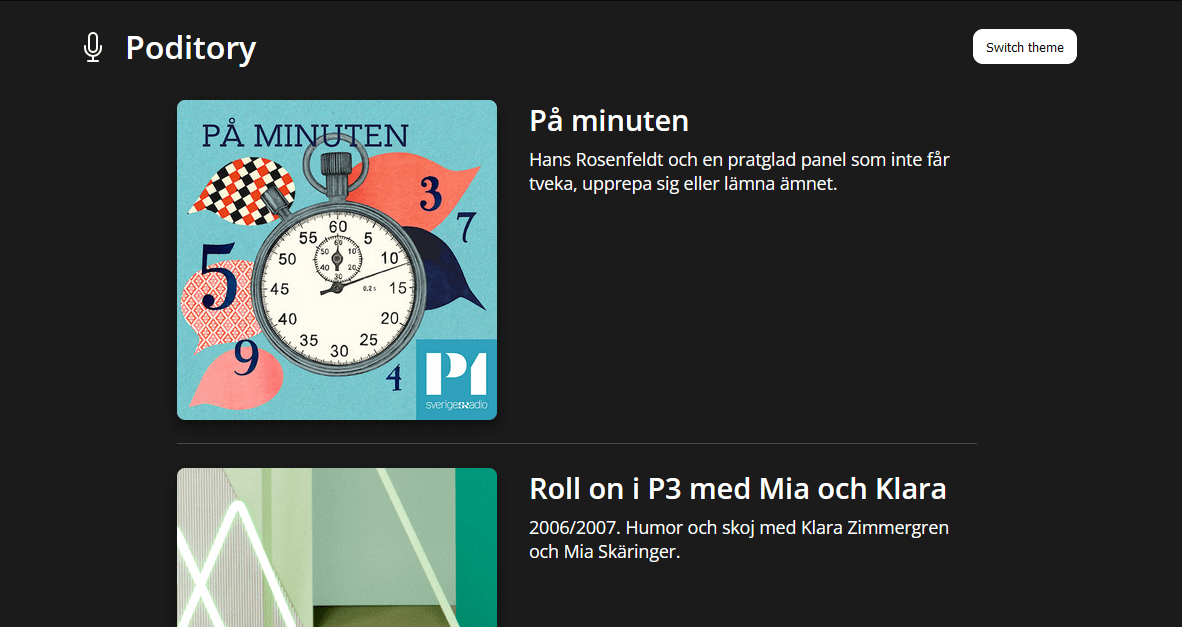 screenshot of the Poditory user interface