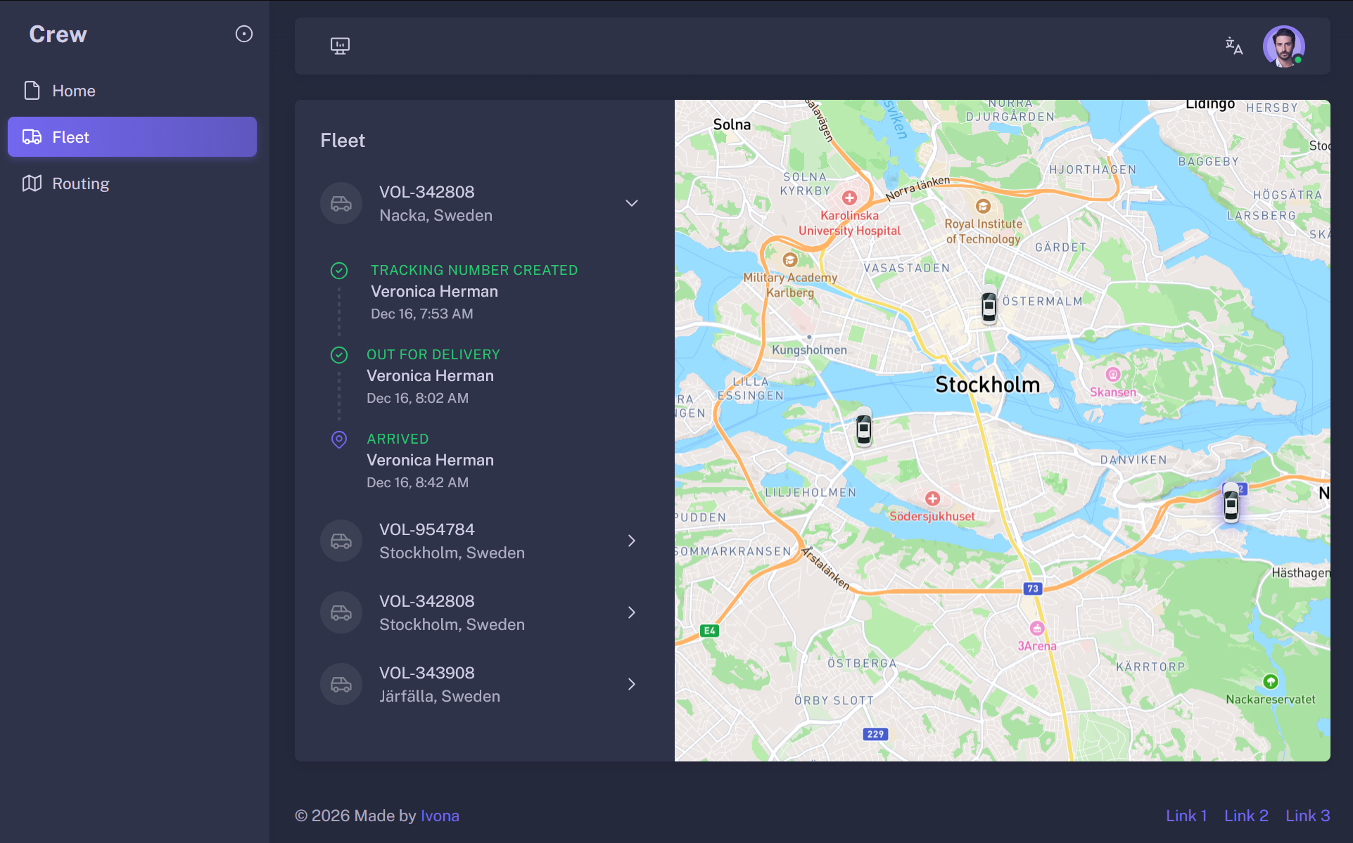 screenshot of the System demo user interface